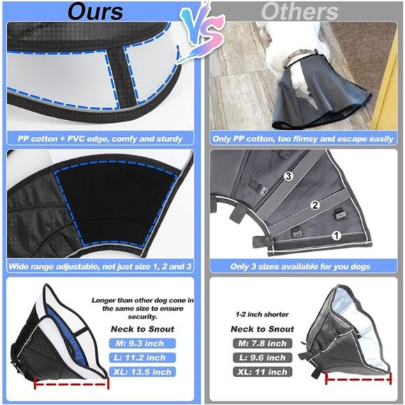 Dog Cone Collar for Dog After Surgery, Soft Recovery Cones, L Size - Picture 4 of 7